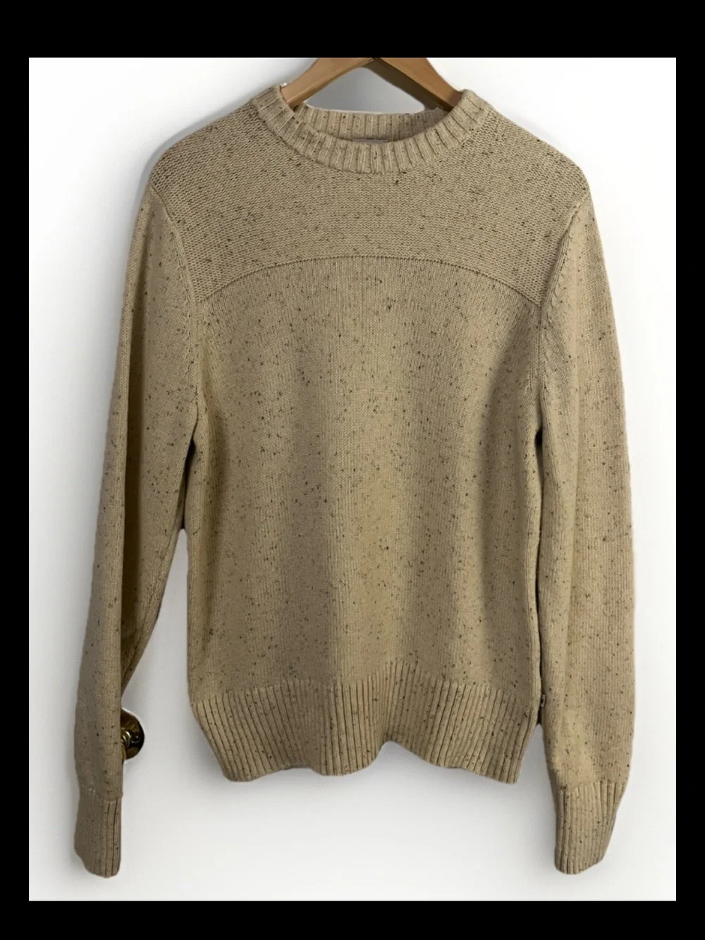 The North Face Wool Blend Crewneck Sweater Men Speckled Beige Cream Med Great